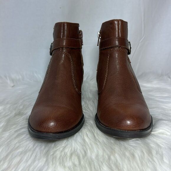 Naturalizer NWOT Zakira Brown Leather Strappy Ankle Boots Sz 8 - Picture 2 of 6